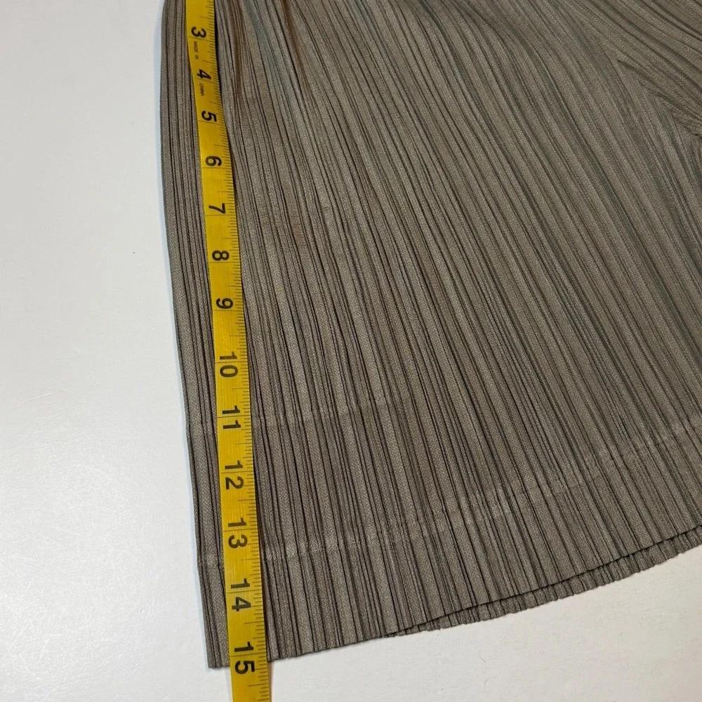 Pleats Please Issey Miyake Shorts Womens 3 Taupe Pleated Wide Leg